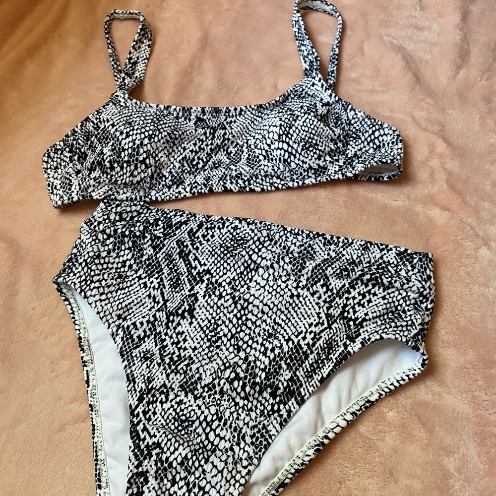 High Cut Snake Skin Bikini Set